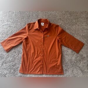 Vintage Lacoste Boxy Cropped Sleeve Button Up Shirt Size 5